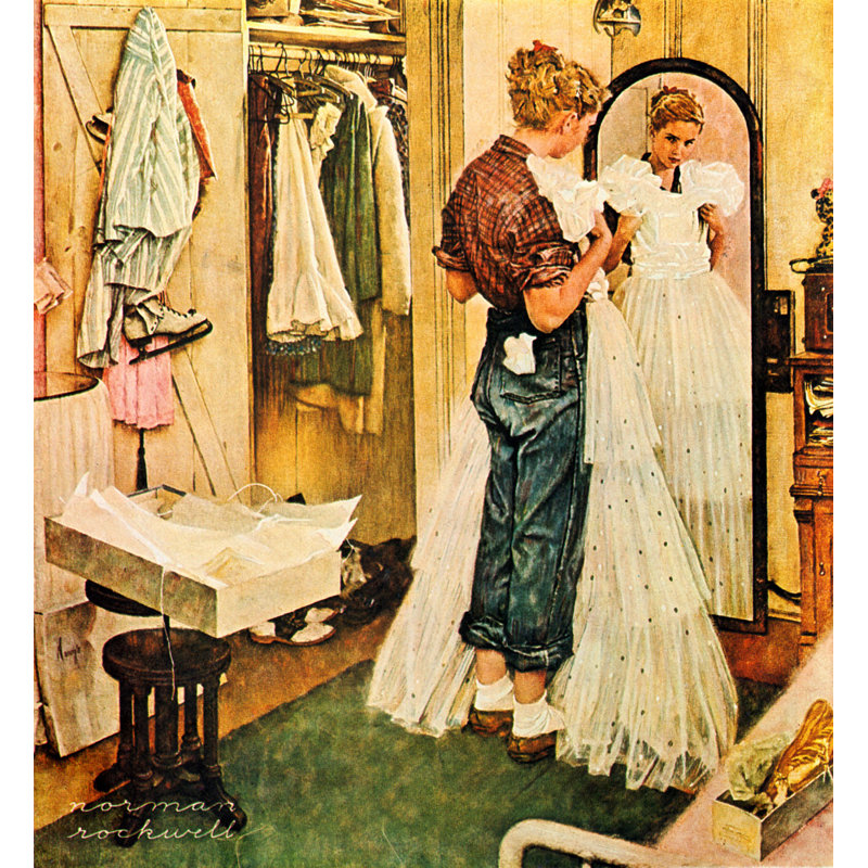 La robe de bal par Norman Rockwell, toile tendue avec châssis, H 48 po x l 33 po