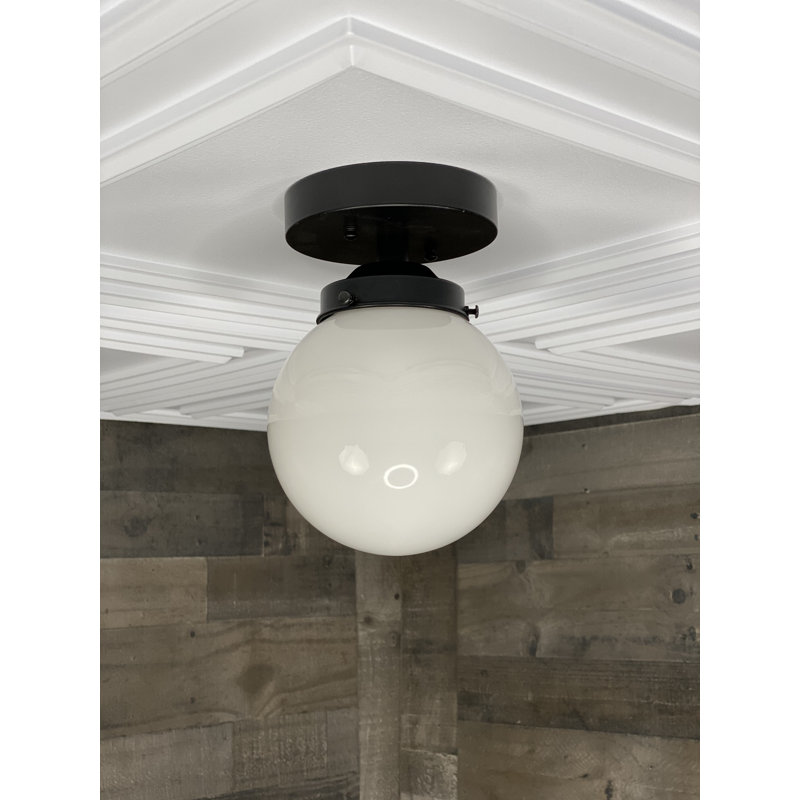 Nieve Glass Semi Flush Mount, Matte Black