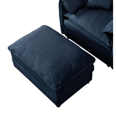 35.43" Upholstered Chenille Ottoman