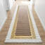Tapis de couloir à bordure dorée blanc et brun-195078713