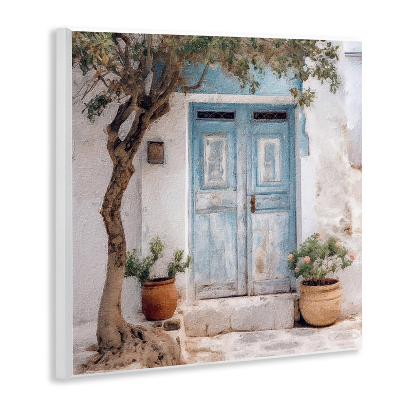 Art mural arbre et porte bleue par RileyB
