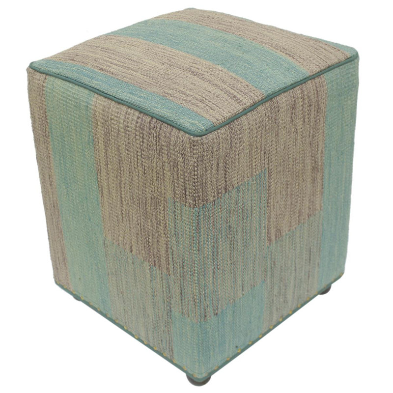 Repose-pieds standard carré de 15 po de largeur Aprea, Mauve / laine verte