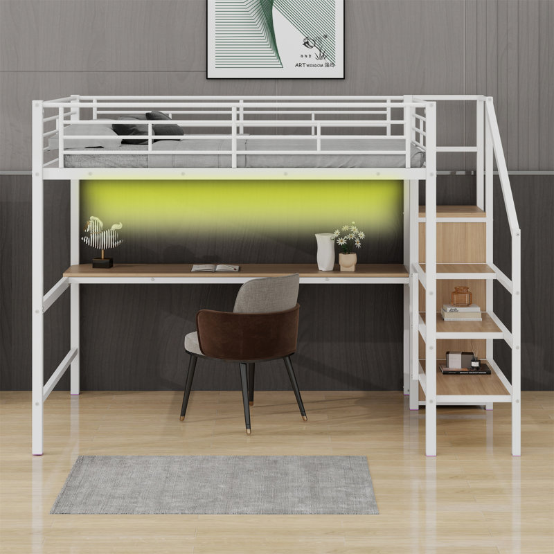 Lit mezzanine double Amijah Kids, Blanc