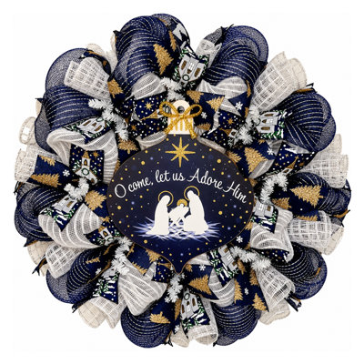 Couronne de Noël «O Come Let Us Adore him»
