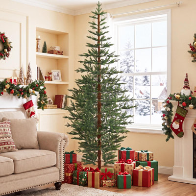 Sapin de Noël illuminé 6 pi / 7 pi / 8 pi avec embouts en PE 1243/1340/1665, lumières DEL blanc chaud 250/290/330