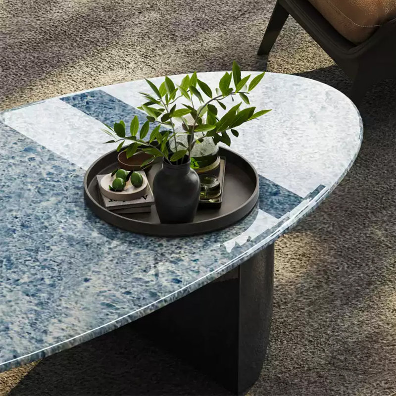 Light luxury Premium sintered stone coffee table, 15.7" H x 47.2" L x 23.6" W