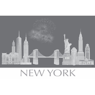 New York Skyline Monochrome 1 Piece Wrapped Canvas Wall Art