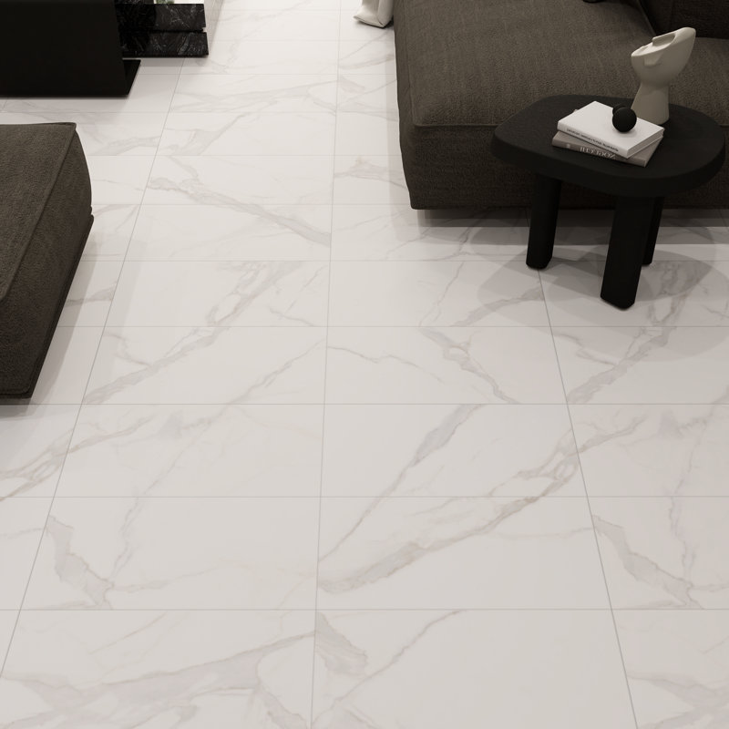 Ayer 12" x 24" Matte Statuario Look Porcelain Tiles