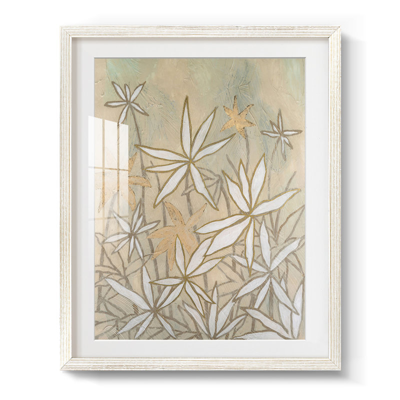 Broderie étoilée embellie I - impression encadrée, H 28,5 po x l 20,5 po, Blanc