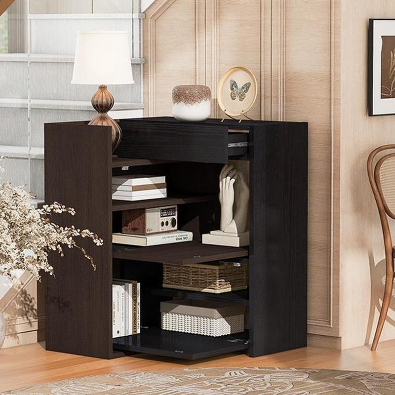 32.5''-58.8''W 40''H Multifuctional Storage Cabinet, Buffet Sideboard Cabinet With Drawer, Corner Cabinet For 44''H Window Decor, Livingroom, Hallway, Entryway, Kitchen & Office  - Black & Walnut