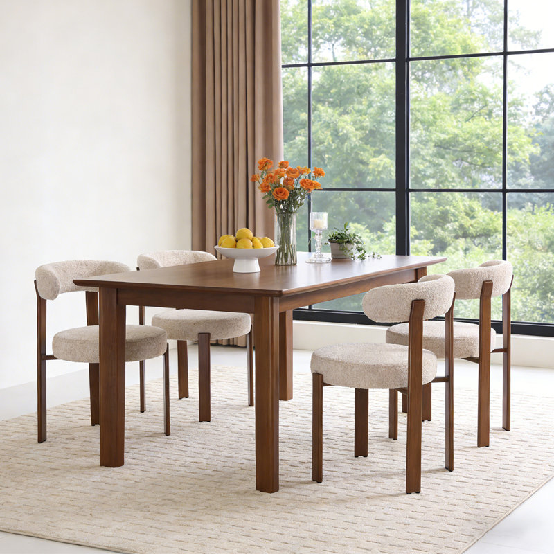 Absecon Boucle Upholstered Dining Side Chair With Metal Legs (Set of 4), 4, Beige