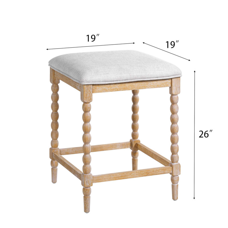 Ensemble de 2 tabourets de comptoir de 26 pouces avec siège rembourré, structure en bois d'acacia massif, confort rembourré de mousse, conception aérée pour cuisine et bar