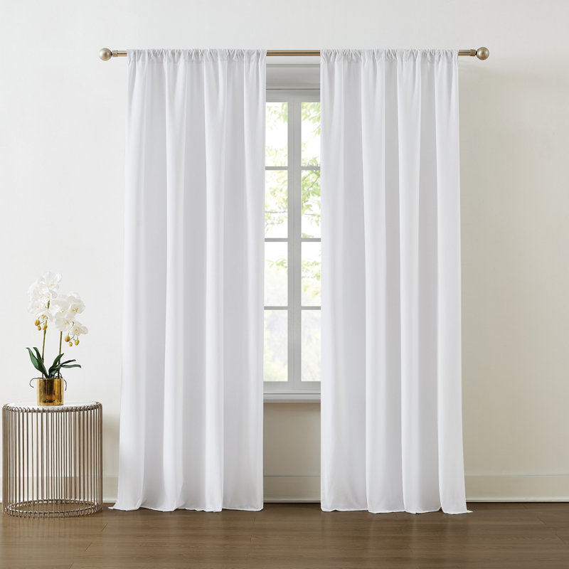 Paire de rideaux semi-transparents en polyester, L 50 po x L 84 po, Blanc