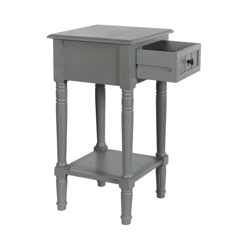 Elboa Collection Accent Table with One Drawer, Antique Gray