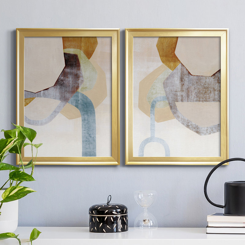 «Desert Rockfall I», ensemble de 2 impressions sur toile encadrées, H 42,5 po x l 30,5 po x P 1,25 po, Cadre doré