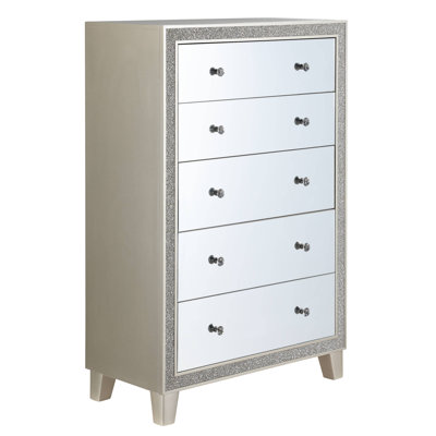 Sliverfluff 5-Drawer Chest in Mirrored and Champagne