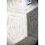 Tabouret de 18 po x 18 po x 21 po avec capes hexagonales, couleur crème et jaune, incrustations incrustées, embellissements en forme de losange, tabouret de table d'appoint ou pour table d'appoint, attributs, ornements, à utiliser comme