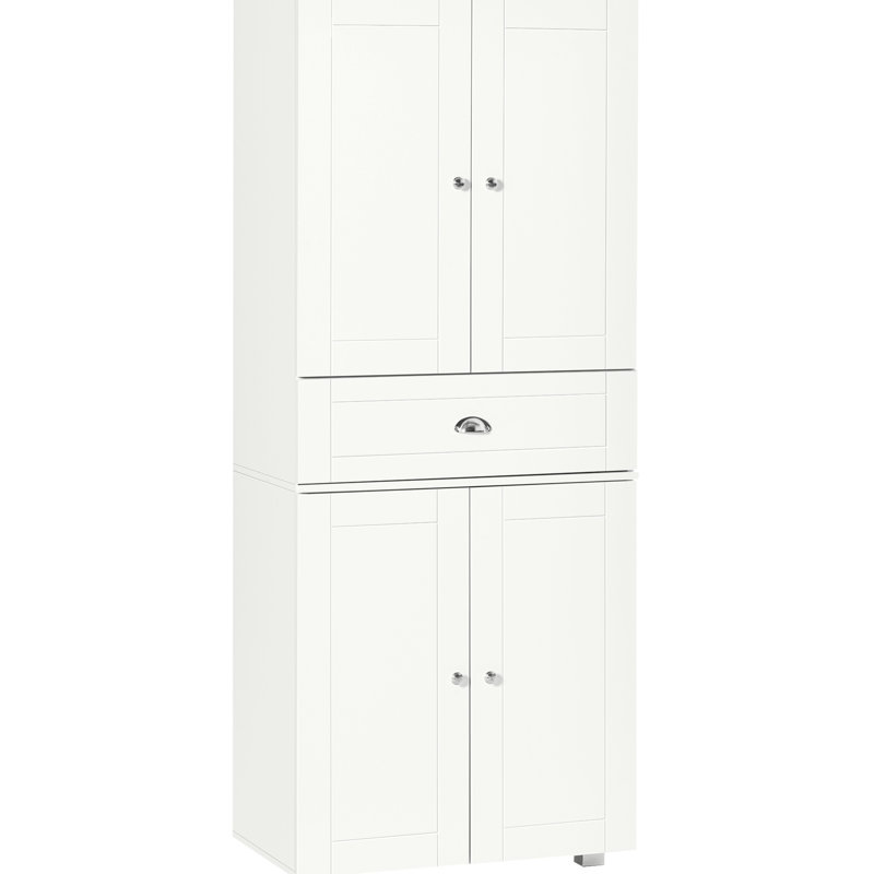 Armoire de cuisine 72 po, organisation blanche - 2 armoires à double porte et 1 armoire de rangement autoportante à tiroir central