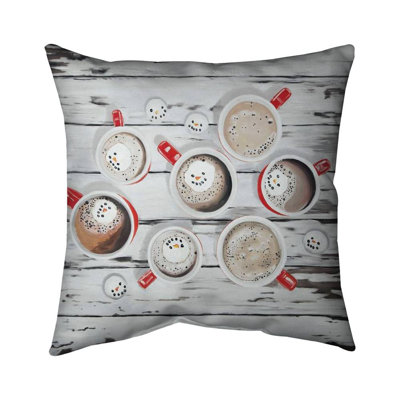 Holiday hot chocolate - 20"x20" Outdoors Throw pillow - Spun poly - Print on demand