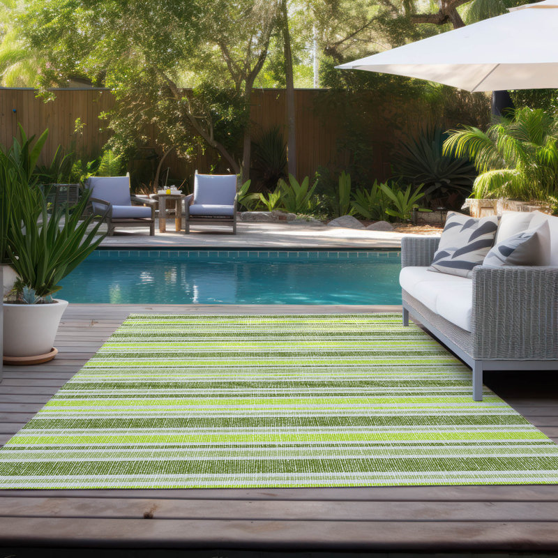 Kinslee Washable Striped Indoor / Outdoor Rug, Rectangle 8' x 10'