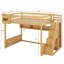 Grand lit mezzanine en bois avec escalier et garde-robe, lit superposé multifonctionnel avec tablettes de rangement et espace sous le lit-1664783983