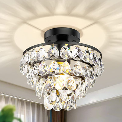 Plafonnier semi-encastré à 1 lumière avec accents en cristal Deonta
