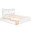 Lit double pleine grandeur avec lit gigogne simple, 2 tiroirs, tablettes coulissantes, bois massif robuste, sans sommier, tablettes à finition blanche et matériau en bois