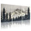 Ensemble de 3 tableaux sur toile représentant un paysage de montagne avec des pins et des sommets enneigés.-2069024262