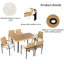 Ensemble de 7 pièces de table de salle à manger de patio et de chaises en plastique avec trous de parasol-892780231