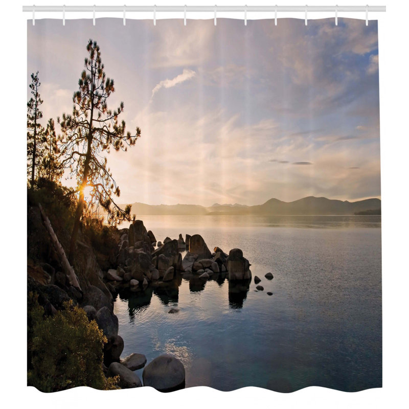 Ensemble de rideau de douche et crochets Lake, H 69 po x l 105 po