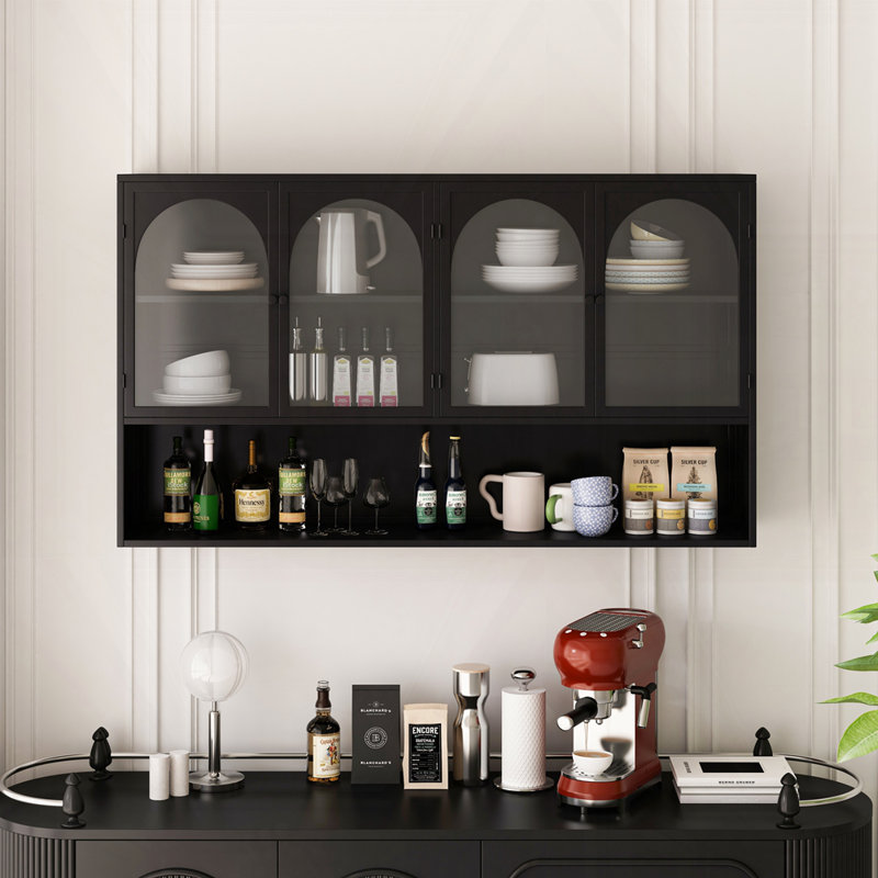 Armoire murale en verre, Noir, Noir