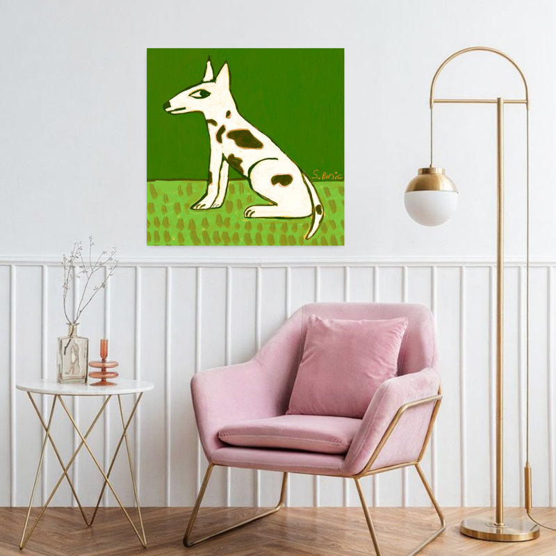 Reproduction d'art mural «chien tacheté sur fond vert», 32" H x 32" W
