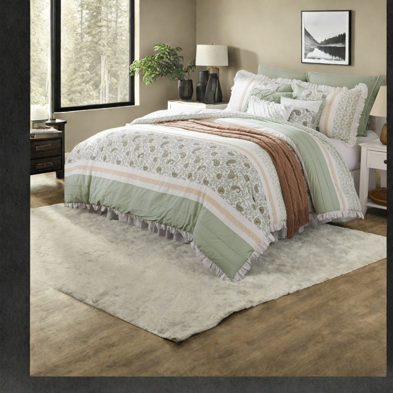Cotton Comforter Bedding Set, Queen Size, Farmhouse Style For All Seasons
