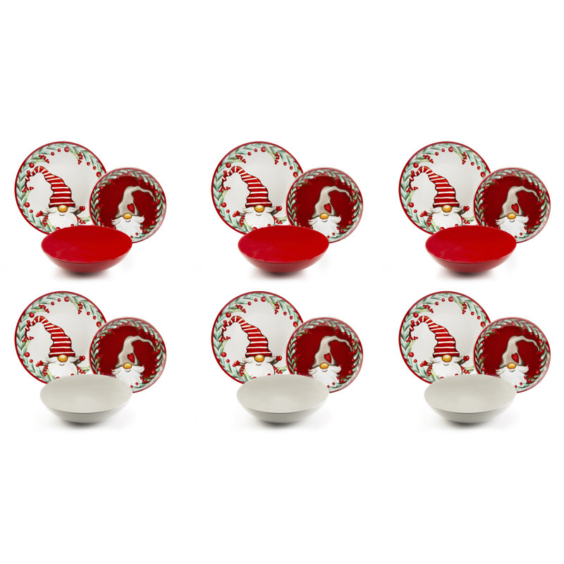 Holly Gnomo Piece Dinnerware Set - Service for 6