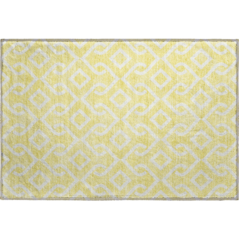 Premium Machine Washable Cerrito Yellow Rug, Rectangle 1'8" x 2'6"