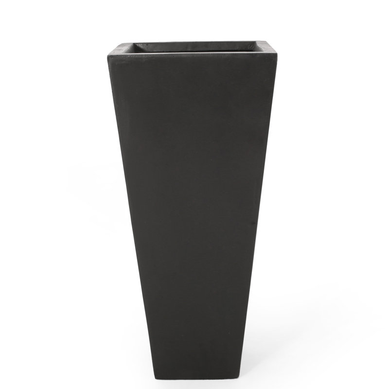 Outdoor Planter With Tapered Shape In Black Magnesium Oxide - 13.12L X 13.12W 28.5H Lightweight Concrete No Assembly Required Design Oxide,