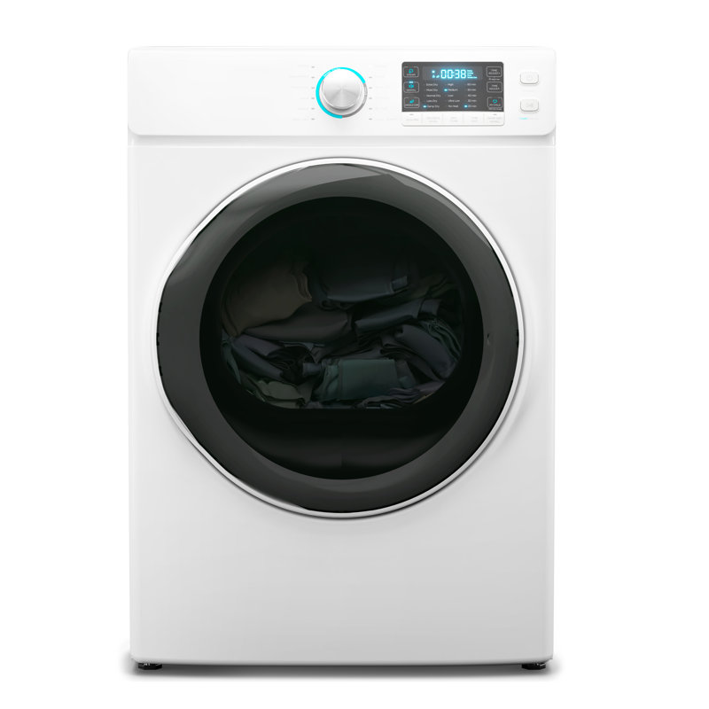 8 Cubic Feet White Electric Stackable Dryer with Steam and Sensor Dry