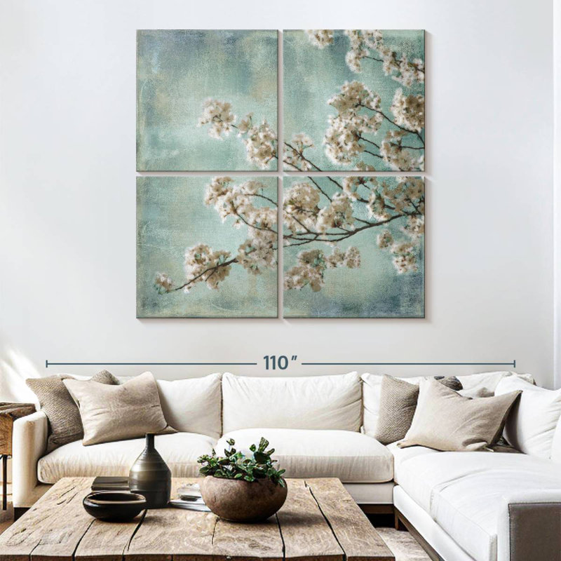 Fleurs Harnek Aqua I, H 74 po x l 74 po