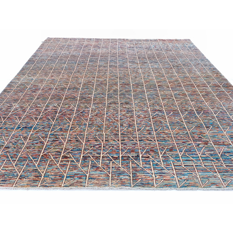 High-Quality Hand-Knotted Navy And Red Area Rug