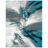 Tapis bleu / gris à motif abstrait Donnovan
