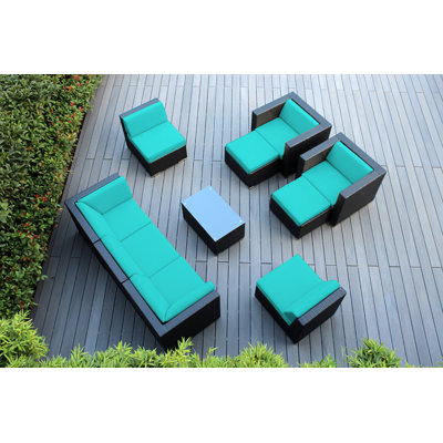 Kiara Wicker 7 - Person Seating Group with Cushions - No Assembly