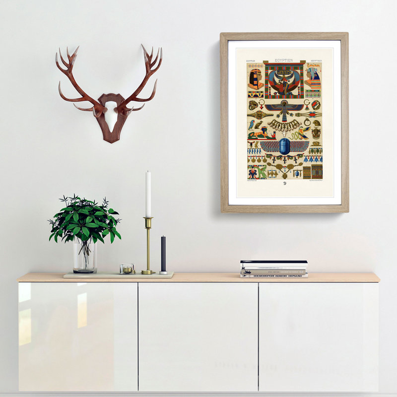 An Egyptian Pattern by Albert Racinet - Picture Frame Painting Print, Oak Framed, 87cm H x 62cm W x 2cm D