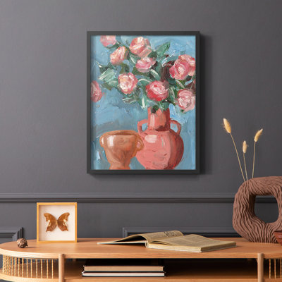 Rosa Blooms I, reproduction encadrée - bois massif