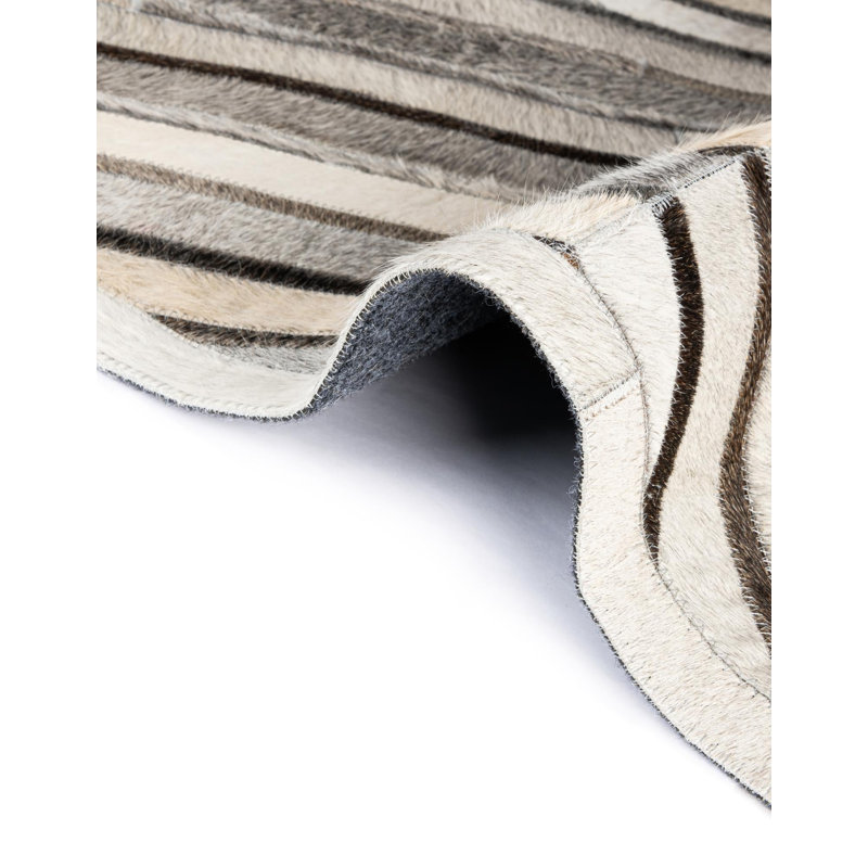  X Tiles Cowhide Leather Rug, Rectangle 6'1" x 9'