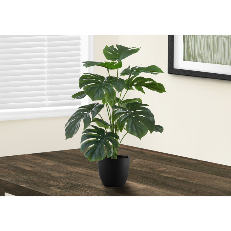 Artificielle - 24 po de hauteur avec véritable touche de verdure en pot noir pour la décoration intérieure