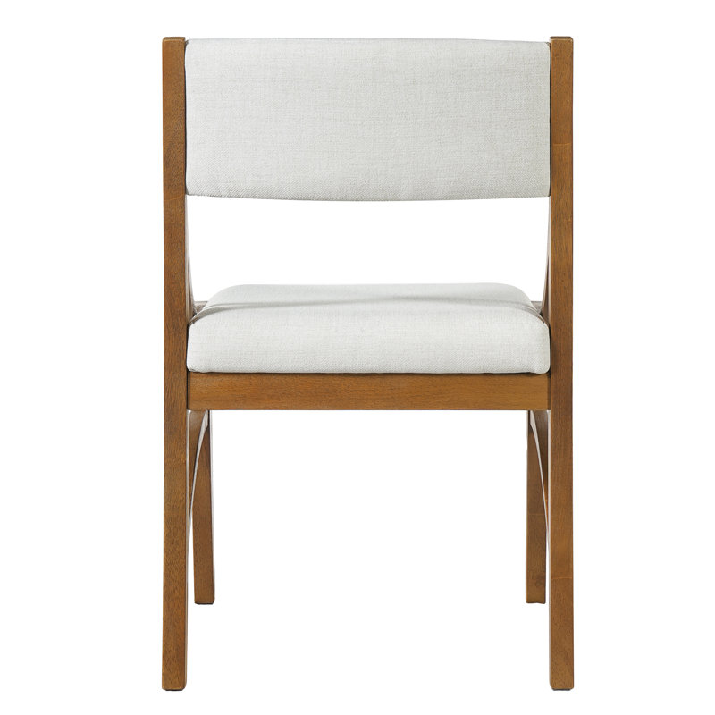 Chaise de salle à manger néo-classique avec dossier incurvé Tahoe, 2, Coussin beige / structure en noyer