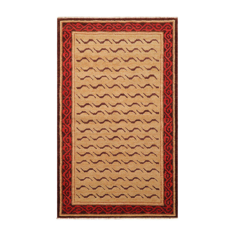 Tapis rectangulaire unique de style Shand: 2 pi 11 po x 4 pi 11 po