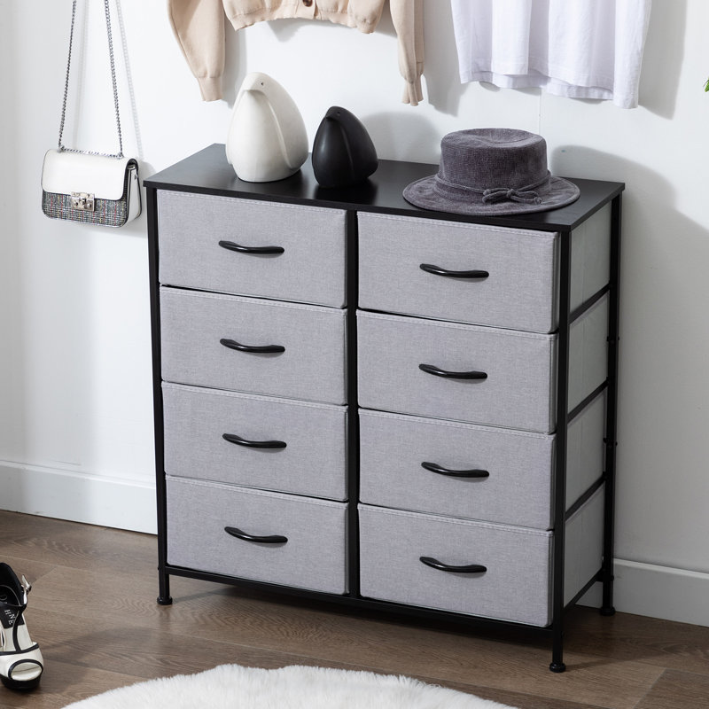 Commode 8 tiroirs Khosrov, gris