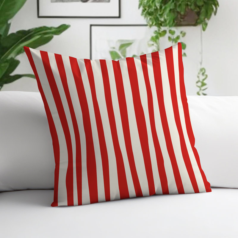 Coussin décoratif réversible Malone, H 19 po x l 19 po, Rouge, blanc cassé