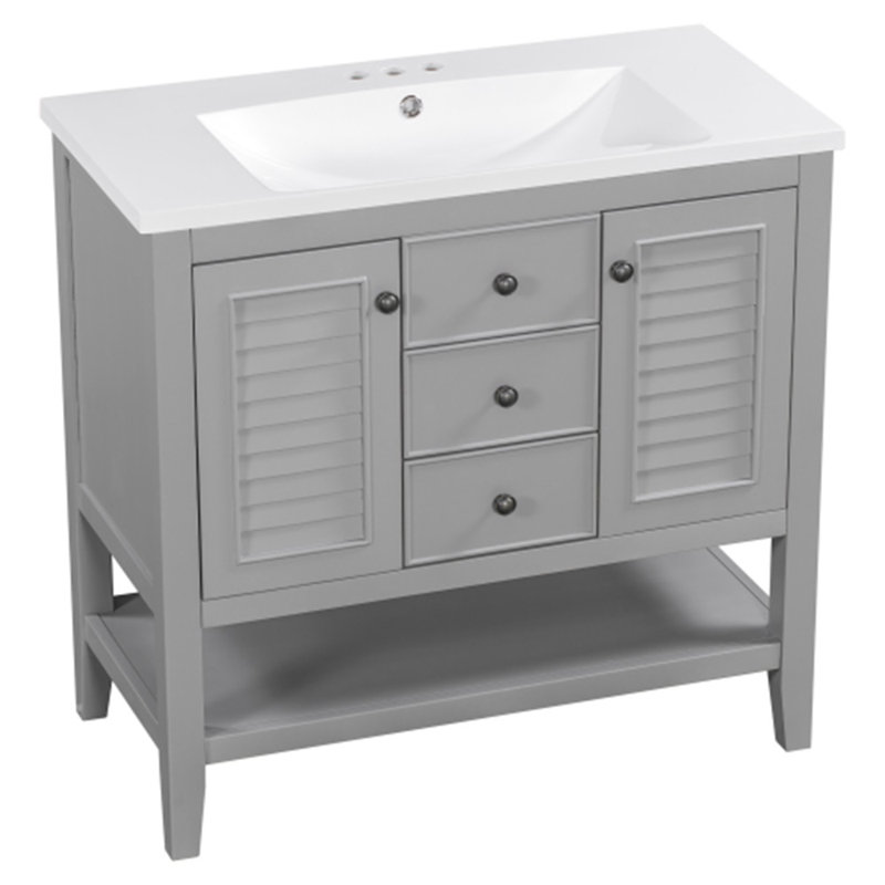 35.98'' Single Bathroom Vanity Base Only, Gray